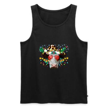 Weihnachtskuh, Westliche Weihnachten, Weihnachten - Männer Premium Bio Tank Top - Schwarz - Vorne - AI Model Male 178 light (178cm)