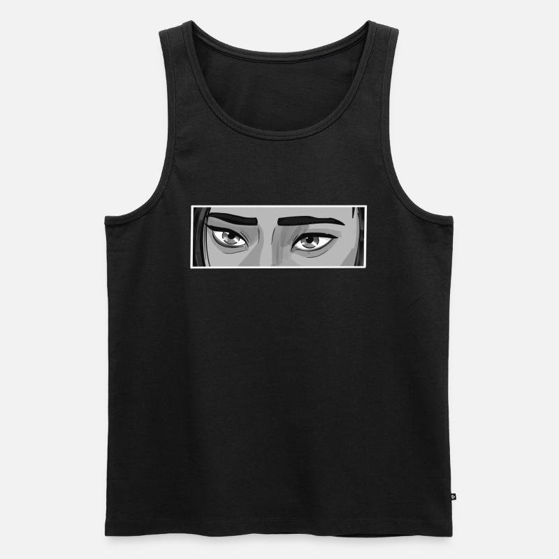Cait Eyes BW - Männer Premium Bio Tank Top - Schwarz