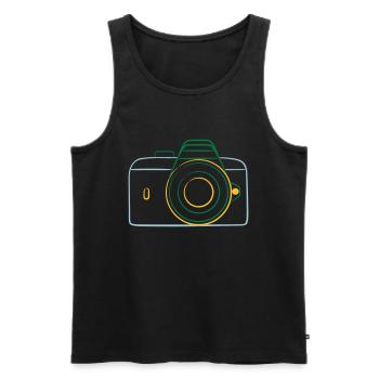 camera - Men's Premium Organic Tank Top - black - Front - AI Model Male 178 light (178cm)