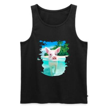 Bahamas Porcs nageant Cochon Plage amusante - Débardeur bio Premium Homme - noir - Devant - AI Model Male 178 light (178cm)