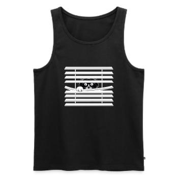 Curious Black Cat Funny Cat Tshirt - Men's Premium Organic Tank Top - black - Front - Michal (187cm)