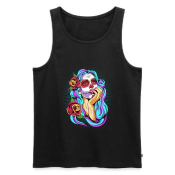 Dia De Los Muertos Mexico Ms. Totenkopf Halloween - Men's Premium Organic Tank Top - black - Front - Michal (187cm)