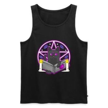 Pentacle Black Cat Halloween Witchcraft Witch - Men's Premium Organic Tank Top - black - Front - Michal (187cm)