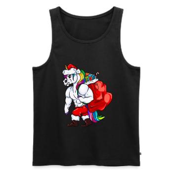 Cadeaux Père Noël Licorne Grumpy Licorne - Débardeur bio Premium Homme - noir - Devant - Michal (187cm)