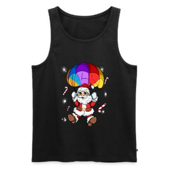 Funny Santa Claus with parachute - Men's Premium Organic Tank Top - black - Front - Michal (187cm)