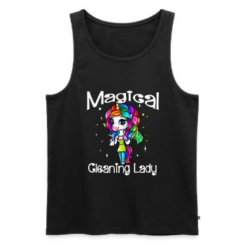 Cleaning lady unicorn cleaning staff - Men's Premium Organic Tank Top - black - Front - AI Model Male 178 light (178cm)