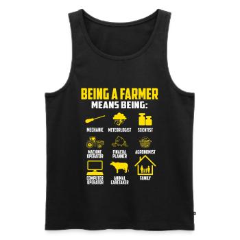 Farmer Family Animal Agriculture Mechanics Trak - Men's Premium Organic Tank Top - black - Front - Michal (187cm)