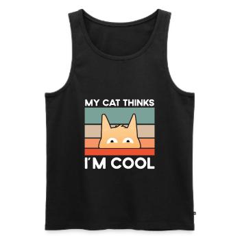 My Thinks I'm Cool, Cat, Cool - Men's Premium Organic Tank Top - black - Front - AI Model Male 178 light (178cm)