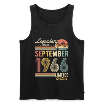 September 1966 born Vintage Birthday Retro - Men's Premium Organic Tank Top - black - Front - AI Model Male 178 light (178cm)