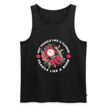 Nicht zerbrechlich wie eine Blume, sondern eine - Männer Premium Bio Tank Top - Schwarz - Vorne - AI Model Male 178 light (178cm)
