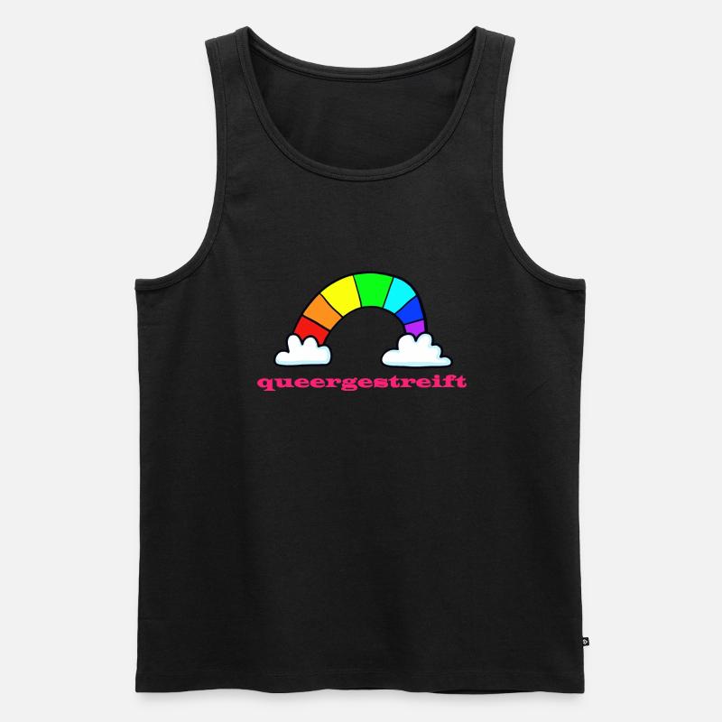 queergestreift - besonderer Regenbogen - Männer Premium Bio Tank Top - Schwarz