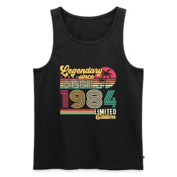 April 1984 Legendary Vintage Birthday Gift - Men's Premium Organic Tank Top - black - Front - Michal (187cm)