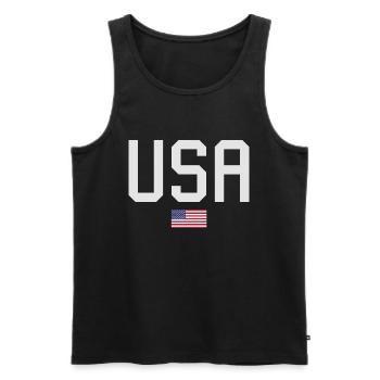 TEAM USA amerikanische Flagge Fahne unter Schrift - Männer Premium Bio Tank Top - Schwarz - Vorne - Michal (187cm)