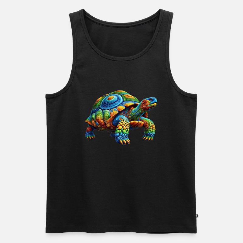 Bunte Regenbogen Schildkröte - Männer Premium Bio Tank Top - Schwarz