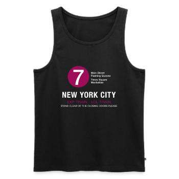 Les temps de New York, ville de métro 7 trains - Débardeur bio Premium Homme - noir - Devant - AI Model Male 178 light (178cm)