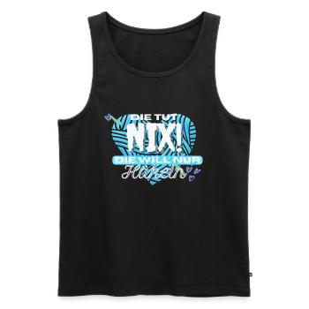 Die Tut Nix Die Will Nur Häkeln Blau Herz Herzen - Männer Premium Bio Tank Top - Schwarz - Vorne - Michal (187cm)