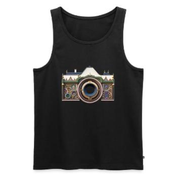 Kamera - Männer Premium Bio Tank Top - Schwarz - Vorne - Michal (187cm)