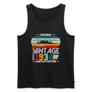 90e anniversaire Original août 1934 Né en 1934 - Débardeur bio Premium Homme - noir - Devant - Michal (187cm)