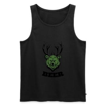 Lustiges Rotwild-Bären-Bier - Männer Premium Bio Tank Top - Schwarz - Vorne - AI Model Male 178 light (178cm)