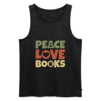 Friedensliebe Bücher - Männer Premium Bio Tank Top - Schwarz - Vorne - Michal (187cm)