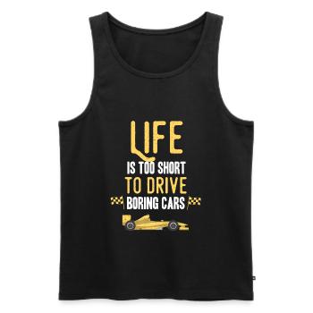 life is too short to drive boring cars - Männer Premium Bio Tank Top - Schwarz - Vorne - AI Model Male 178 light (178cm)