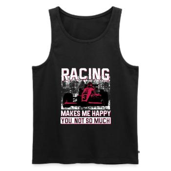 racing makes me happy you not so much - Männer Premium Bio Tank Top - Schwarz - Vorne - AI Model Male 178 light (178cm)