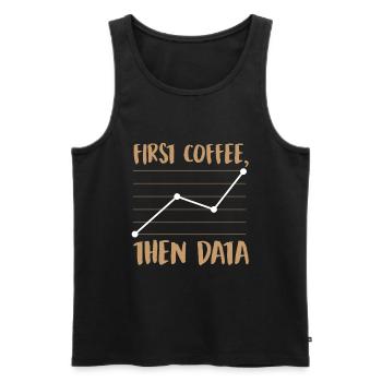 Zuerst Kaffee, dann Daten - Männer Premium Bio Tank Top - Schwarz - Vorne - AI Model Male 178 light (178cm)