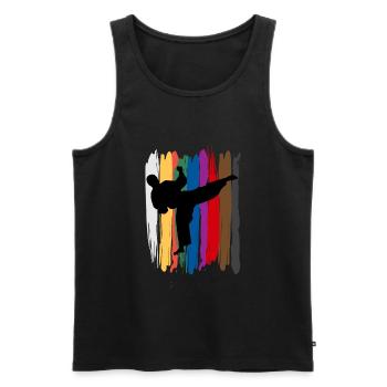 Taekwondo Belts Silhouette - Men's Premium Organic Tank Top - black - Front - Michal (187cm)