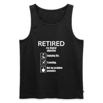 retired adjective Rentner Adjektiv - Männer Premium Bio Tank Top - Schwarz - Vorne - Michal (187cm)