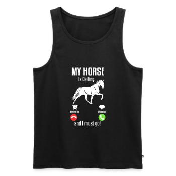 Mein Pferd ruft an - Männer Premium Bio Tank Top - Schwarz - Vorne - Michal (187cm)