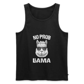 NO PROB LLAMA DISS BLACK PNG - Men's Premium Organic Tank Top - black - Front - AI Model Male 178 light (178cm)