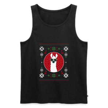 UGLY SWEATER LLAMA COLOR PNG - Men's Premium Organic Tank Top - black - Front - AI Model Male 178 light (178cm)