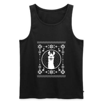UGLY SWEATER LLAMA WHITE PNG - Men's Premium Organic Tank Top - black - Front - AI Model Male 178 light (178cm)