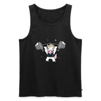Weightlifting Unicorn - Men's Premium Organic Tank Top - black - Front - Michal (187cm)