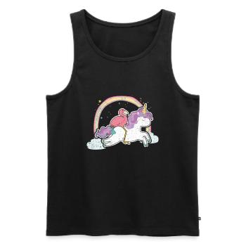 Flamingo Riding Unicorn Rainbow Magical Bird Anima - Men's Premium Organic Tank Top - black - Front - AI Model Male 178 light (178cm)