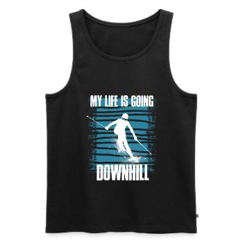 my life is going downhill skiing, skiing, skiing - Men's Premium Organic Tank Top - black - Front - Michal (187cm)