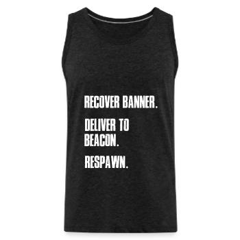 RECOVER BANNER DELIVER TO BEACON RESPAWN - Men's Premium Organic Tank Top - charcoal grey - Front - Alexander (188cm)