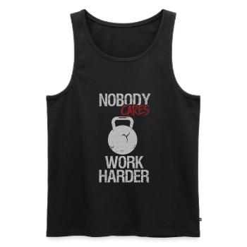 Nobody Cares Work Harder Fitness Workout Gym Skull - Men's Premium Organic Tank Top - black - Front - AI Model Male 178 light (178cm)