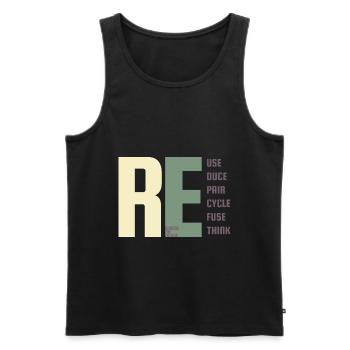 Sustainability, ecological, protest, climate change - Men's Premium Organic Tank Top - black - Front - AI Model Male 178 light (178cm)