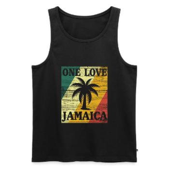 one love jamaica retro 4 - Männer Premium Bio Tank Top - Schwarz - Vorne - AI Model Male 178 light (178cm)