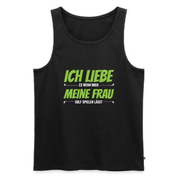 Golf Golfer Spruch - Ich liebe meine Frau - Männer Premium Bio Tank Top - Schwarz - Vorne - Michal (187cm)