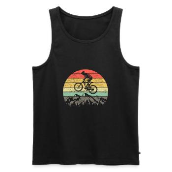Vélo de montagne VTT rétro vintage vélo motif de vélo - Débardeur bio Premium Homme - noir - Devant - Michal (187cm)