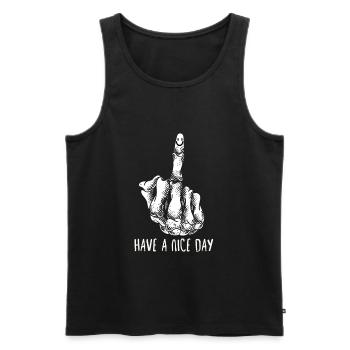 Mittelfinger Fuck You have a Nice Day - Männer Premium Bio Tank Top - Schwarz - Vorne - AI Model Male 178 light (178cm)