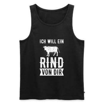 Ich will ein Rind von dir Landwirt Retro Vintage - Männer Premium Bio Tank Top - Schwarz - Vorne - Michal (187cm)