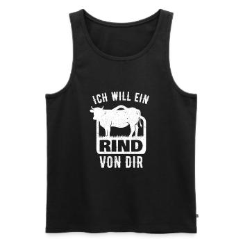 Ich will ein Rind von dir Landwirt Spruch Retro - Männer Premium Bio Tank Top - Schwarz - Vorne - Michal (187cm)