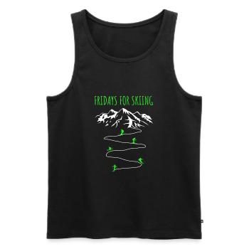 Fridays For Skiing Alps Mountains Skier Saying - Men's Premium Organic Tank Top - black - Front - Michal (187cm)