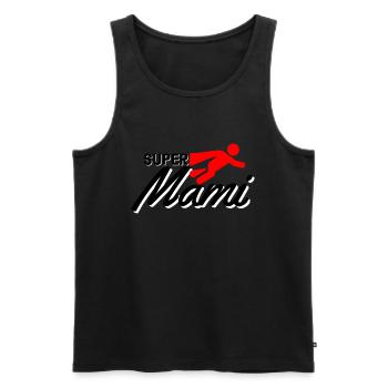 Super Mami Text mit Figur flieger rot Muttertag - Männer Premium Bio Tank Top - Schwarz - Vorne - AI Model Male 178 light (178cm)