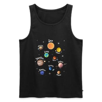 Système solaire Planète Espace Enfants Connaissances - Débardeur bio Premium Homme - noir - Devant - Michal (187cm)