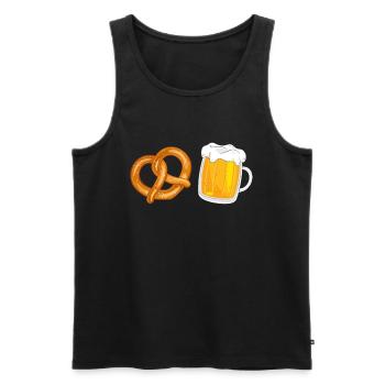 Bretzel & Bière : le t-shirt parfait pour les connaisseurs - Débardeur bio Premium Homme - noir - Devant - AI Model Male 178 light (178cm)