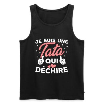 Je suis une tata qui déchire - Débardeur bio Premium Homme - noir - Devant - AI Model Male 178 light (178cm)